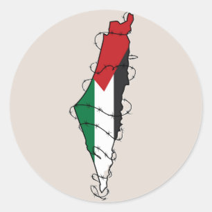 Free Palestine Barbed Wire Kaart Palestijnse Vrijh Ronde Sticker