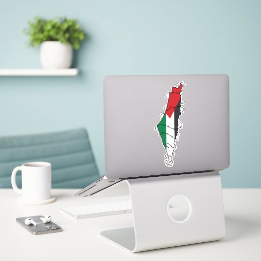 Free Palestine Barbed Wire Kaart Palestijnse Vrijh Sticker (Laptop op bureau)