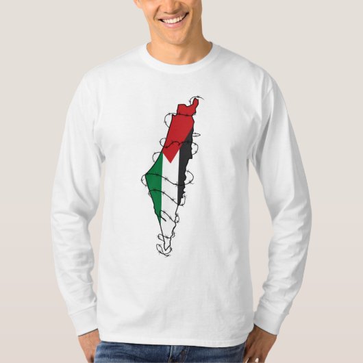 Free Palestine Barbed Wire Kaart Palestijnse Vrijh T-shirt (Voorkant)