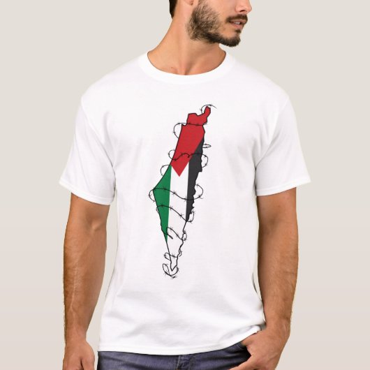 Free Palestine Barbed Wire Kaart Palestijnse Vrijh T-shirt (Voorkant)