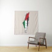 Free Palestine Barbed Wire Kaart Palestijnse Vrijh Wandkleed (In situ)