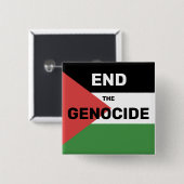 FREE PALESTINE BEËINDIG DE GENOCIDE VLAG ROOD GROE VIERKANTE BUTTON 5,1 CM (Voorkant /achterkant)