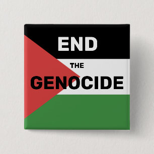 FREE PALESTINE BEËINDIG DE GENOCIDE VLAG ROOD GROE VIERKANTE BUTTON 5,1 CM
