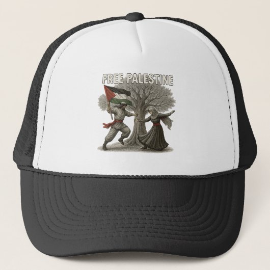 Free Palestine Cap – Symbol of Strength Trucker Pet (Voorkant)