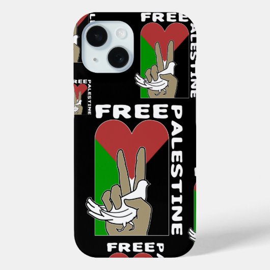 Free Palestine Dove Heart Peace Sign Black Case-Mate iPhone Case (Achterkant)