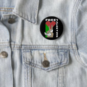Free Palestine Dove Heart Peace Sign Black Ronde Button 5,7 Cm (In situ)