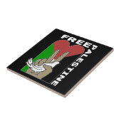 Free Palestine Dove Heart Peace Sign Black Tegeltje (Zijkant)