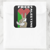Free Palestine Dove Heart Peace Sign Vierkante Sticker (Tas)