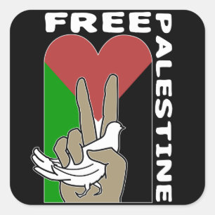 Free Palestine Dove Heart Peace Sign Vierkante Sticker