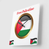 Free Palestine Emblem Flag Wall Clock Vierkante Klok (Hoek)