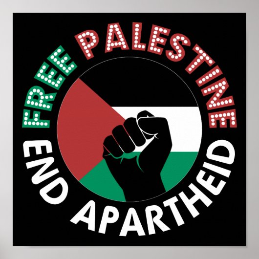 Free Palestine End Apartheid Palestine Flag Poster (Voorkant)