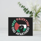 Free Palestine End Apartheidsvlag Fist Black Briefkaart (Staand voorkant)