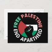 Free Palestine End Apartheidsvlag Fist Black Briefkaart (Voorkant / Achterkant)