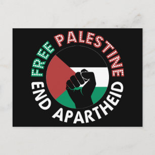 Free Palestine End Apartheidsvlag Fist Black Briefkaart