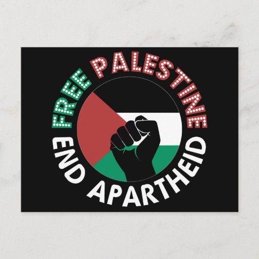 Free Palestine End Apartheidsvlag Fist Black Briefkaart (Voorkant)