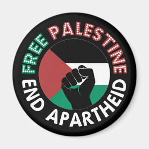 Free Palestine End Apartheidsvlag Fist Black Magneet