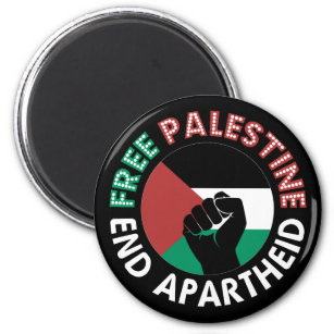 Free Palestine End Apartheidsvlag Fist Black Magneet