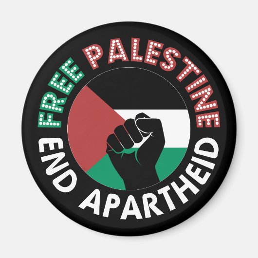 Free Palestine End Apartheidsvlag Fist Black Magneet (Voorkant)