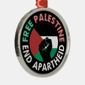 Free Palestine End Apartheidsvlag Fist Black Metalen Ornament (Rechts)