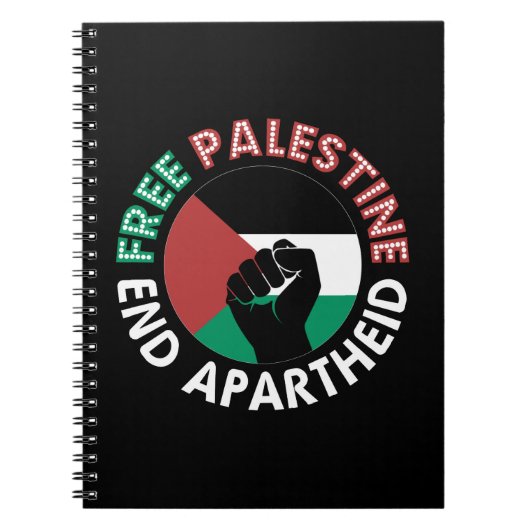 Free Palestine End Apartheidsvlag Fist Black Notitieboek (Voorkant)