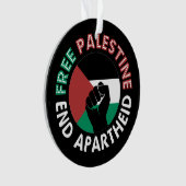 Free Palestine End Apartheidsvlag Fist Black Ornament (voorkant)