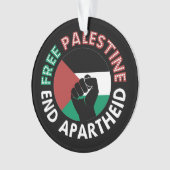 Free Palestine End Apartheidsvlag Fist Black Ornament (voorkant)