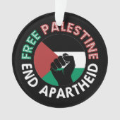Free Palestine End Apartheidsvlag Fist Black Ornament (voorkant)