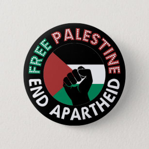 Free Palestine End Apartheidsvlag Fist Black Ronde Button 5,7 Cm