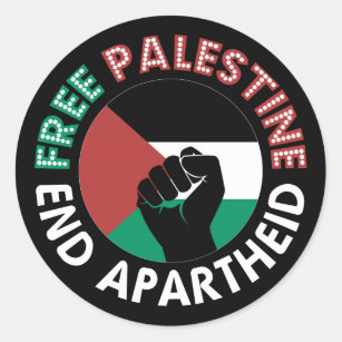 Free Palestine End Apartheidsvlag Fist Black Ronde Sticker