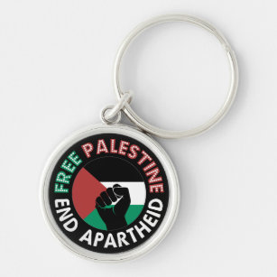 Free Palestine End Apartheidsvlag Fist Black Sleutelhanger