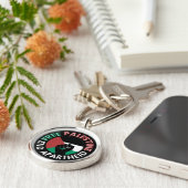 Free Palestine End Apartheidsvlag Fist Black Sleutelhanger (Zijkant)