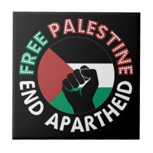 Free Palestine End Apartheidsvlag Fist Black Tegeltje