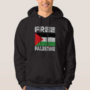 Free Palestine Flag and Map  Distress Hoodie