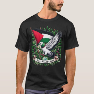 Free Palestine Flag, Duif met olijfblad T-shirt