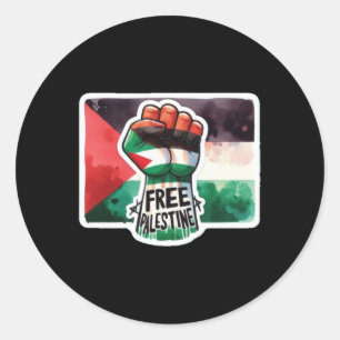 Free Palestine Flag en Fist Aquarel Sticker