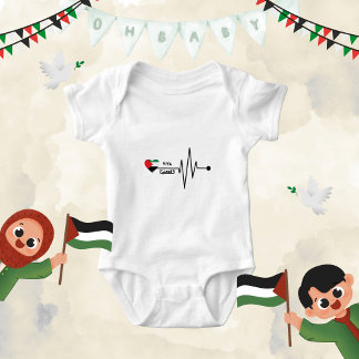 "Free Palestine" Flag Heartbeat Boy Girl Romper