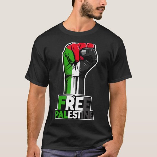 Free Palestine Flag of Palestine Palestinian fist  T-shirt (Voorkant)