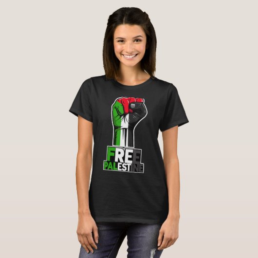 Free Palestine Flag of Palestine Palestinian fist T-shirt (Voorkant volledig)