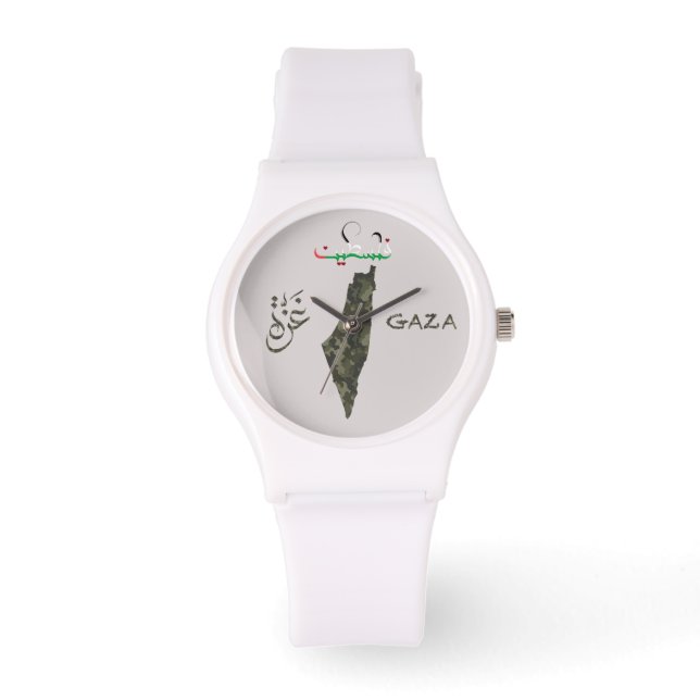Free Palestine Gaza Watch - Camouflage ontwerp Horloge (Voorkant)