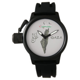 Free Palestine Gaza Watch - Camouflage ontwerp Horloge