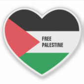 "Free Palestine" Hartvormig Sticker (Voorkant)