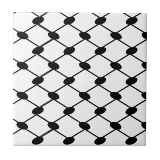 Free Palestine Keffiyeh patroon zwart-wit Tegeltje (Voorkant)