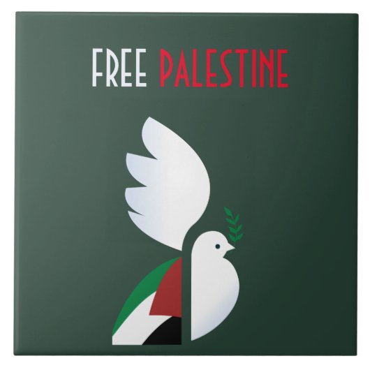 Free Palestine Keramische Tegel – Politieke kunst  Tegeltje (Voorkant)