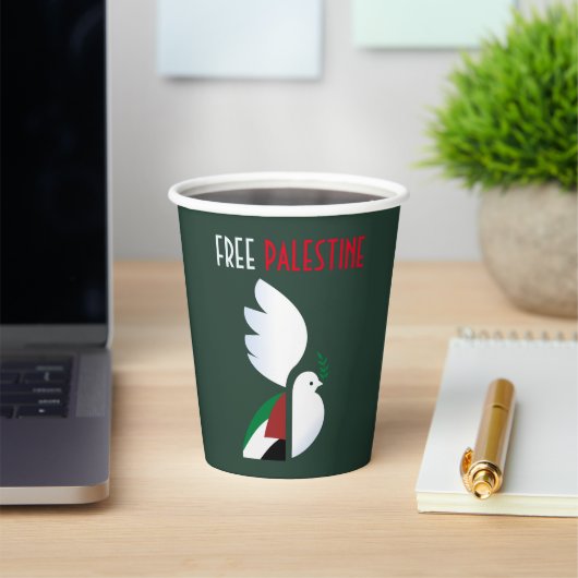 Free Palestine Paper Cups – Patriottische Partij Papieren Bekers (Insitu)