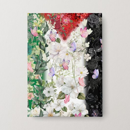 Free Palestine Pin Button in Floral Design (Voorkant)