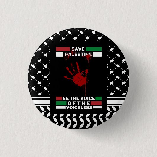 Free Palestine Pin Button in Palestine Flag Theme (Voorkant)