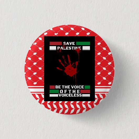 Free Palestine Pin Button in Palestine Flag Theme (Voorkant)