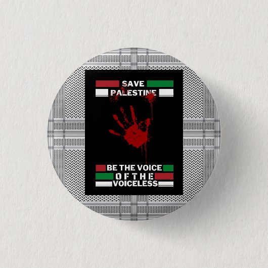 Free Palestine Pin Button in Palestine Flag Theme (Voorkant)