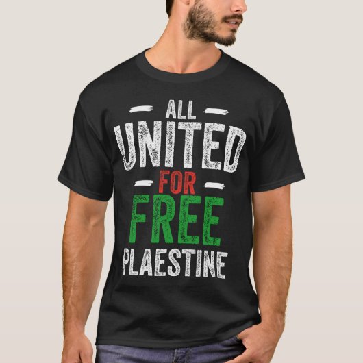 Free Palestine shirt-All United for Free Palestine T-shirt (Voorkant)