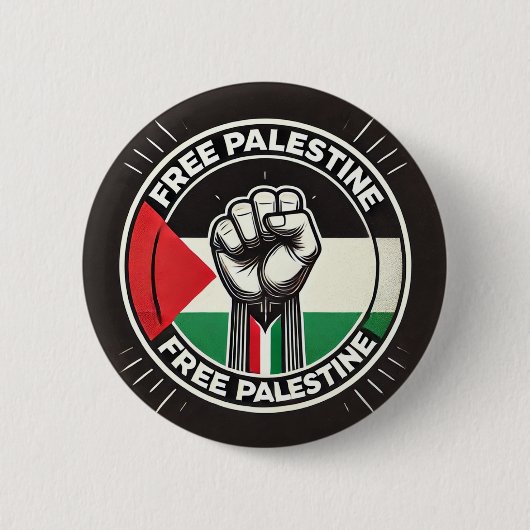 Free Palestine Solidarity Pin Badge Ronde Button 5,7 Cm (Voorkant)